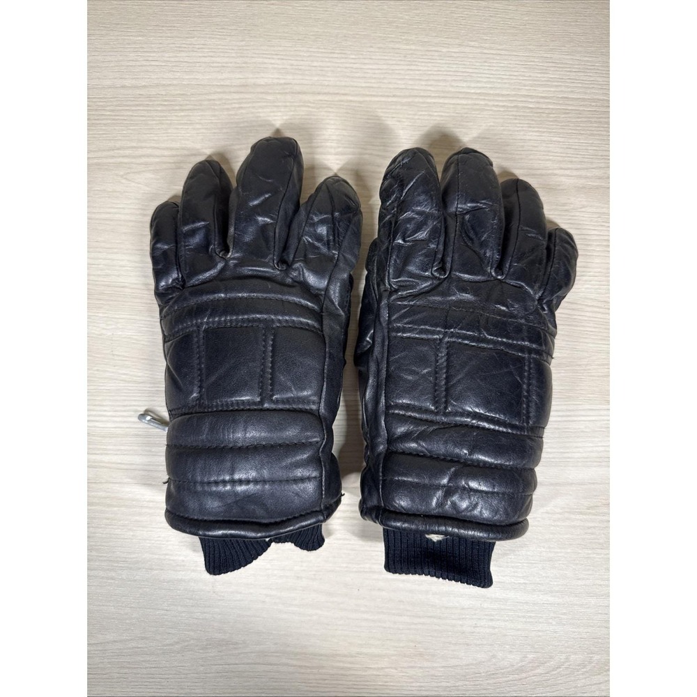 VTG Kombi Ladies Medium‎ Winter Ski Gloves Black Genuine Leather Made In Japan